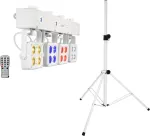 Scenos LED &scaron;viestuvų rinkinys EUROLITE KLS-180 Baltas su BS-2 garsiakalbių stovais, balti