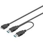 Wentronic Goobay USB 3.0 Dual Power SuperSpeed kabelis, juodas, 0,3 m - USB 3.0 ki&scaron;tukas (A tipas), USB 3.0 ki&scaron;tukas (A tipas) > USB 3.0 Micro ki&scaron;tukas (B tipas) (95746)