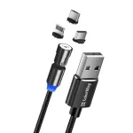 3 viename įkrovimo laidas ColorWay CW-CBUU037-BK &mdash; Lightning, Micro-USB, USB-C, 1 m, 2,4 A