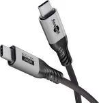 Goobay USB-C laidas, USB4 versija 2.0, 1 m, juodas, sidabrinis (74775)