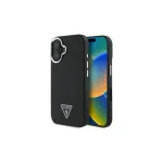 Guess GUHMP16SPGTSPSK iPhone 16 Black Hardcase Grained Triangle MagSafe