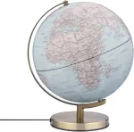 TROIKA Globus STELLAR LIGHT TOUCH politinis pasaulio gaublys su LED ap&scaron;vietimu, jutikliniu valdymu, USB maitinimu, &scaron;viesiai mėlynas, sidabrinis pagrindas, 14 cm skersmuo