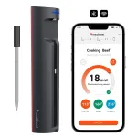 Meatmeet Pro i&scaron;manusis virtuvės termometras su Bluetooth/WiFi programa, skirta griliui, orkaitei, rūkyklai - juoda