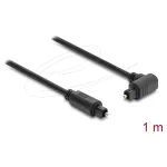 Delock TOSLINK optinis garso kabelis 1 m, 90&deg; kampu lenktas į tiesų, 4 mm, juodas