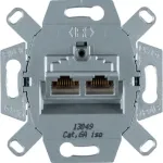 Hager WDF410862 ekranuotas Cat.6A RJ45 duomenų lizdo modulis, 2 prievadai, įleidžiamas, 10G, baltas