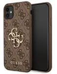 GUESS iPhone 11 / XR kietas dėklas 4G Big Metal Logo rudas