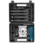 NEO TOOLS hidraulinis 3-žandų i&scaron;traukiklis 10 tonų su rankiniu siurbliu, 250 mm tarpas, chromo-vanadžio žandai, dėklas (TOP-11-847)