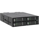 ICY DOCK ToughArmor MB720MK-B V3 - 4x PCIe 4.0 M.2 NVMe į 4x OCuLink 1x 5.25 lizdo mobilus stovas metalinis juodas su raktų užraktu (tri-mode suderinamas)