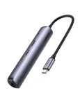 Ugreen CM418 10919 5 viename USB-C &scaron;akotuvas, HDMI 4K 30 Hz, Ethernet, USB 3.0, Power Delivery, aliuminis, pilkas