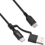 InLine 2-in-1 USB-C laidas + USB-A adapteris, USB 2.0, 100W, TPE, juodas, 1m