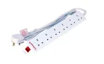 Microconnect MC-UKSURGESTRIP6-5M ilgintuvas su apsauga nuo vir&scaron;įtampių, 6 lizdai, 5 m, baltas