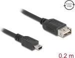 USB kabelis DELOCK 81522 &mdash; USB 2.0, Mini-USB B į USB A, 0,2 m, juodas