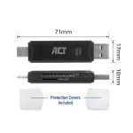 Kortelių skaitytuvas ACT USB-C/USB-A 3.0 juodas