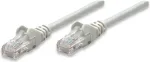 Intellinet tinklo jungiamasis kabelis, Cat5e, 1,5 m, pilkas, CCA, U/UTP, PVC, RJ45, paauksuoti kontaktai, be užkabinimo, su gaubtu, garantija visam laikui
