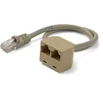 StarTech.com 2 į 1 RJ45 skirstytuvas kabelio adapteris - F/M, 10/100Base-T(X), Cat5e, pilka, PVC, 0,33 m, ki&scaron;tukas/lizdas