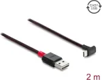 Delock EASY-USB 2.0 laidas USB-A (vyri&scaron;kas) į USB-C (vyri&scaron;kas), kampuotas auk&scaron;tyn/žemyn, 2 m, juodas (81551)