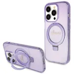 Guess GUHMP14XHRSGSU iPhone 14 Pro Max 6,7 inch Purple Hardcase Ring Stand Script Glitter MagSafe