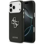 Guess Grained Big 4G Classic Logo Dėklas, skirtas iPhone 17 Pro Max &ndash; Juodas