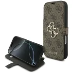 Guess Book 4G Metal Logo Dėklas, skirtas Apple iPhone 17 Pro, Ruda