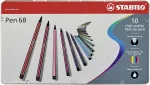 STABILO Pen 68 flomasteris - 1 mm - 10 įvairių spalvų