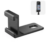 PULUZ 1/4 inch Adapter Mount Bracket for Insta360 X5/X4/X3/One X2 - Black Aluminum Alloy Cold Shoe