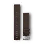 Garmin Quick Release Bands (20 mm) tamsiai rudos odos, sidabro apkaustai