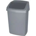 CURVER Deco Bin Swing Top 50L &scaron;iuk&scaron;lių krep&scaron;ys, tamsiai pilkas/sidabrinis