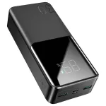 JOYROOM JR-QP193 30000 mAh 22.5W ne&scaron;iojamas įkroviklis su skaitmeniniu ekranu, PD3.0/QC3.0, 3 i&scaron;ėjimai (2 USB-A + 1 USB-C), 2 įėjimai (USB-C + Micro USB), juodas