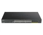 D-Link DGS-1250-28XMP 28 prievadų i&scaron;manusis valdomas L3 Lite PoE+ Gigabitinis komutatorius su 4x 10G SFP+ uplink, 370W PoE biudžetu, montuojamas į stelažą