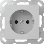 Gira 4453015 SCHUKO lizdas su atlenkiamu dangteliu, System 55, eismo pilkos spalvos (RAL 7043)