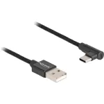 DeLOCK USB 2.0 kabelis USB-A (vyri&scaron;kas) &rarr; USB-C (vyri&scaron;kas, kampuotas) 2 m juodas