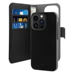 Puro Wallet Detachable MagSafe 2in1 dirbtinės odos dėklas su atvartu ir pinigine, skirtas iPhone 14 Pro Max, juodas