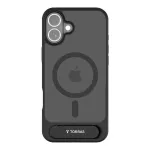 Apsauginis dėklas Torras Pstand Series iPhone 16 Plus &ndash; juodas, plonas profilis, įmontuotas stovas