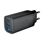 GEMBIRD USB greitasis įkroviklis - Type A ir C 3 prievadai 65W, QC 3.0 ir PowerDelivery, GaN - Juodas