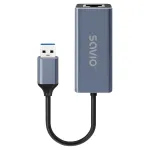 Tinklo sąsajos adapteris SAVIO AK-83 USB-A į RJ-45 vyri&scaron;kas, 5 Gbit/s, juodas