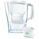 BRITA Aluna vandens filtro ąsotis permatomas baltas &ndash; 2,4 l talpa / 1,4 l filtruoto vandens, MAXTRA, tinka plauti indaplovėje