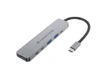 6-in-1 USB 3.2 Gen 1 dokų stotelė CONCEPTRONIC DONN33G HDMI, 2&times;USB-A 5Gbps, 2&times;USB-C 5Gbps, 100W USB PD, sidabrinė