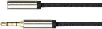 Audio Verl&auml;ngerungskabel High-Quality, 4-poliger 3,5mm Klinkenstecker an Klinkenbuchse, Textilmantel, schwarz, 1m, PYTHON&reg; Series (GC-M0237)