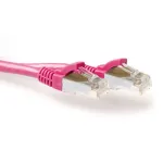 ACT Pink 20 m LSZH SFTP CAT6A patch kabelis, snagless, RJ45 jungtimis