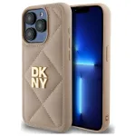 DKNY DKHCP15LPQDSLE Quilted Stack Logo dėklas, skirtas iPhone 15 Pro 6.1, smėlio spalvos