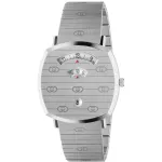 GUCCI Grip Unisex Quartz Watch 35mm Stainless Steel Silver Dial YA157410