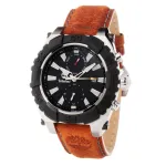 Timberland vyri&scaron;kas laikrodis TBL1331JS-02C 45mm nerūdijančio plieno kvarcinis analoginis juodas ciferblatas rudos odos dirželis