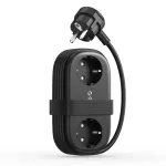 ORICO AP3 65W GaN 6-in-1 Maitinimo Blokas su 2 AC Ki&scaron;tukiniais, 2 USB-A ir 2 USB-C Prievadais, 1,5m Laidu, Juodas