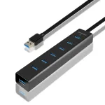 USB 3.0 &scaron;akotuvas Axagon HUE-SA7BP 7x USB 3.0 ALU CHARGING, juodas, su AC adapteriu