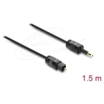 Delock TOSLINK laidas Mini TOSLINK 3.5 mm ki&scaron;tukas &ndash; TOSLINK ki&scaron;tukas, &Oslash; 2,2 mm, 1,5 m, juodas