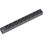 Bachmann 19 inch maitinimo juosta 9x CEE 7/3 Schuko, juoda, H05VV-F 3G1.5mm&sup2;, GST18 ki&scaron;tukas, 0.2m