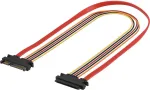 EXERTIS CONNECT SATA prailginimo kabelis, SATA 22 kontaktų vyri&scaron;kas į SATA 22 kontaktų moteri&scaron;ką (5V + 12V), 0,5 m, SATA duomenų ir maitinimo sąsajos prailginimui, juodas 147500
