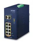 Nevaldomas jungiklis PLANET IGS-1020PTF IP30 8 prievadų 10/100/1000T PoE+