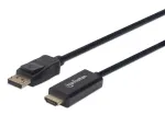 Manhattan DisplayPort 1.1 į HDMI laidas, 1080p@60Hz, 1.8m, Vyri&scaron;kas į Vyri&scaron;ką, DP su fiksatoriumi, Juodas, Ne dvikryptis, Trejų metų garantija
