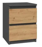 Naktinis staliukas Topeshop M2 ANTRACYT/ARTISAN 2 stalčiai Antracitas Ąžuolas